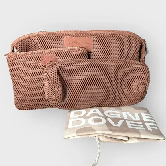 Dagne Dover Hunter Toiletry Bag Pink Large Air Mesh Travel Essentials Organizer - Picture 5 of 5